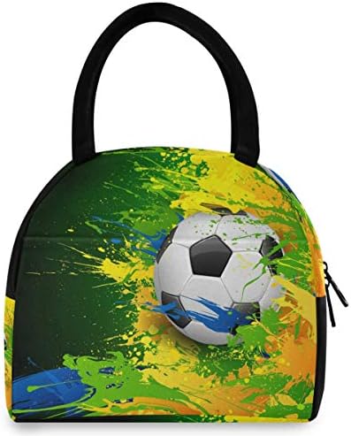 Izolovana torba za ručak za žene - Soccer Ball Splash Painting velike nepropusne kutije za ručak sa naramenicama za radnu malu djecu