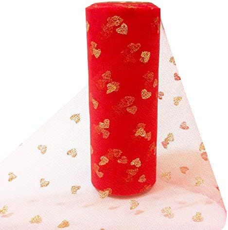 Llxieym srčani tulle roll valentinov dan za mrežni kolut tkanina mreža tkanina mreža za valentinovo za valjanje vjenčanica 5,9 inča x 10 dvorišta