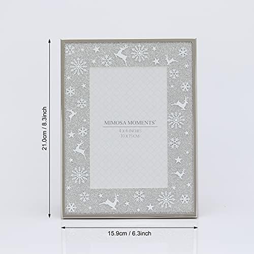 Mimoza trenuci Snowflakes Silver Glitter Bling 4x6 Božićni okvir za slike, foto okvir za odmor Božićni pokloni za bebe za stol