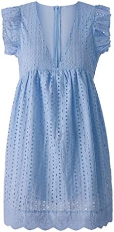 Maxi haljine za žene 2023, ženski izrez ruffle džepni rezervoar Torp hakama ljeto od punog V izrez mini haljina