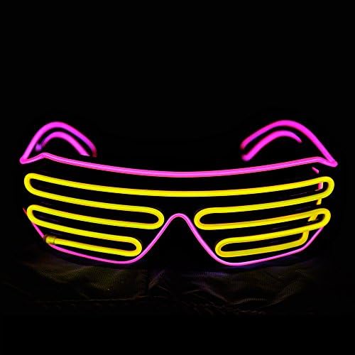 Pinfox Shutter EL Wire neonske Rave naočare trepćuće LED naočare za sunce osvjetljavaju kostime za 80-e, EDM, Party RB03