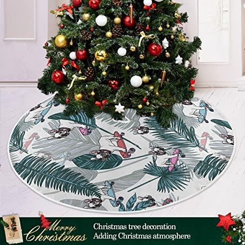 Oarencol Tropical Buldog Sketeboard Palm napušta božićnu suknju od 36-inčnih Xmas Dekoracije za odmor