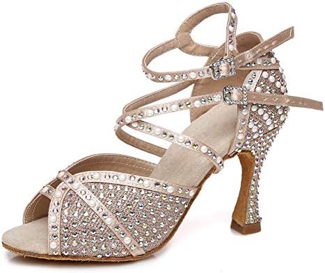 AoQunfs rhinestones plesne cipele za ballozemne cipele za žene Latino Salsa Bachata Vjenčanje Perfermence Dance Cipele, Ycl432