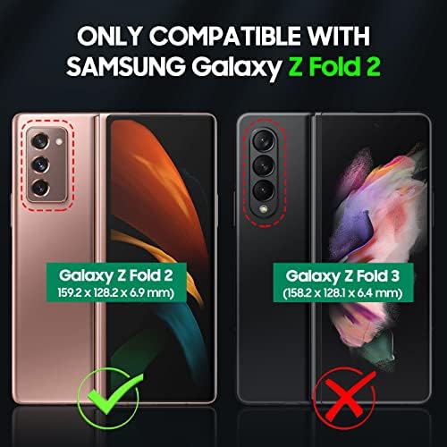 CENMASO kompatibilan sa Samsung Galaxy Z Fold 2 futrolom, Galaxy Z Fold 2 futrolom, [RFID Blocking] sa magnetnim držačem kartice za novčanik kožna zaštitna futrola za Z Fold 2-Crna