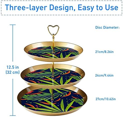 Stalak za torte Set 3-slojni stalci za kolačiće za višekratnu upotrebu Tacna za rođendanske dekoracije za čajanke, Crtić palminog