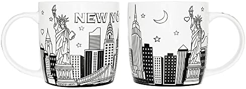 Jednostavno zelena rješenja poznata mjesta porculan 9oz. Suvenir poklon Petite Mugs Set 2, New York Silver Skyline