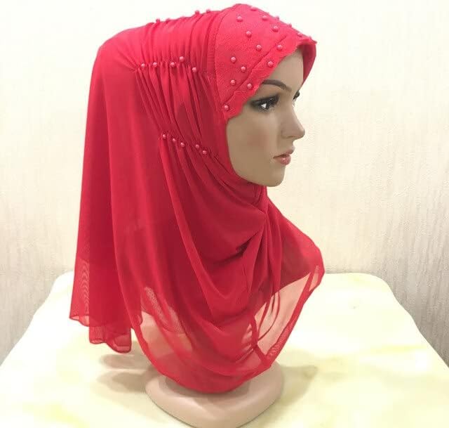 MsBric muslimanske žene hidžab islamska šal žena kapa puna pokrivena glava sa prekrasnim čipkom od perla - boja 770