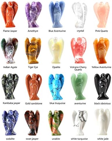 Mješoviti 6pcs Prekrasna rezbarena kristalna figurica Angel Reiki Izlječenje statue 1.6 Pocket Guardian Gemstone