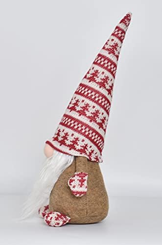 Yonenki Stripe Božić Gnome Plišani figurinski ukrasi ukrasa, ručno rađeni švedski Tomte Gnome, crvena, 15,7inch