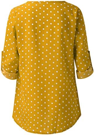 Žene Polka Dot 3/4 rukavi bluze na vrhu Dame uredski radovi Notch V izrez Majica Summer Casual Fashion Tunic Mahune