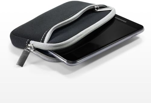 Boxwave Case kompatibilan sa Apple iPhone 14 Pro - Softsuit sa džepom, mekani torbica Neoprene poklopac patentni zatvarač za Apple iPhone 14 Pro - JET Crni sa sivom oblogom
