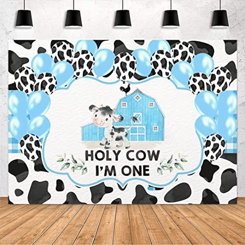Avezano Holy Cow Ja sam jedan pozadina za dječaka plava krava Happy first Birthday Party pozadina dekoracije krava tematske 1. Rođendanska