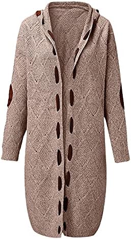 NDVYXX Womens Plus Veličine KARDIGAN DUGE LOGHNEVE Otvoreni prednji gumb dolje Chunky Knit labavo kaputa sa džepovima