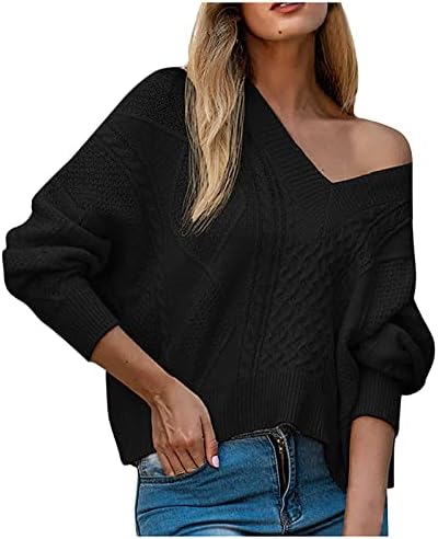 Ženski džemperi za batwing vezati natrag pletenje dugih rukava Vruća s dukserom na vratu rever pulover duks turtleneck džemper