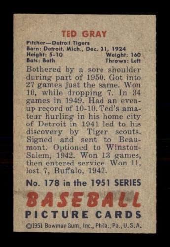# 178 Ted siva - 1951. Bowman bejzbol kartice Ocjenjivane Nm / NM + - bejzbol pločaste rookie kartice