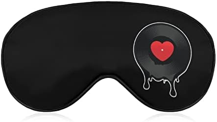 Rastopljeni vinil zapis sa srčanim maskom za spavanje za oči meka oči pokriva za blokiranje zaveze za povezivanje sa podesivim kaišem
