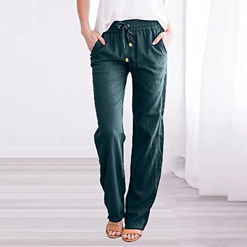 Adpan i ravne čvrste elastične hlače duge posteljine za vuču ženske pamučne pantalone