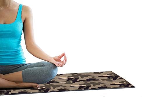 Ambesonne Camo Yoga Mat ručnik, klasični maskirni uzorak u zemljanim tonovima Oprema moda, neklizajući znoj Apsorpcijski joga pilates pokrivač za vježbanje, 25 x 70, taupe tamno tam