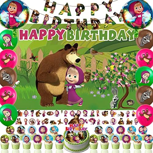 109kom cartoon Bear tema rođendanske zabave dekoracije, potrepštine Set za djecu-djevojčice folija baloni, Baner, torta Topper, Cupcake dekoracije, pozadina, baloni i naljepnice za 2-6. Party