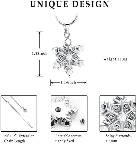 Dotuiarg kremacija urn nakit ogrlicu za kremiranje nakit za pepeo poklon za pepeo natjecate privjesak za snježne pahulje