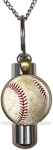 HandFarcdeCorations bejzbol kremiranje urna ogrlica, bejzbol šarm, bejzbol urn, bejzbol nakit, bejzbol prijatelj, bejzbol sestra, bejzbol mama, bejzbol .f237