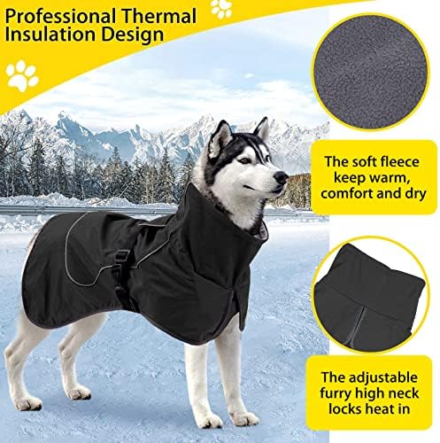Pas kaput Vodootporni pas kišni kaput hladna vremena reflektirajuća jakna s mekim rukom, topli kaput za kućne ljubimce u zatvorenom i vanjskom kampu za planinarenje za velike pse -Black xxl
