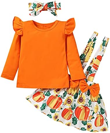 Out Out Fit Toddler Baby Girls dugih rukava Solid Boja vrhovi Halloween Fumenin tiskani suknji suktni odjel Podesite poklon set