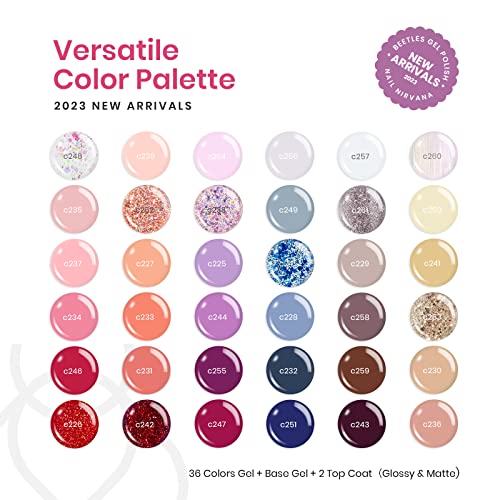 beetles gel lak Set za nokte 36 boja Lingering Grace kolekcija Pink Red Purple Girly Elegant Sparkle Glitter All Seasons DIY komplet