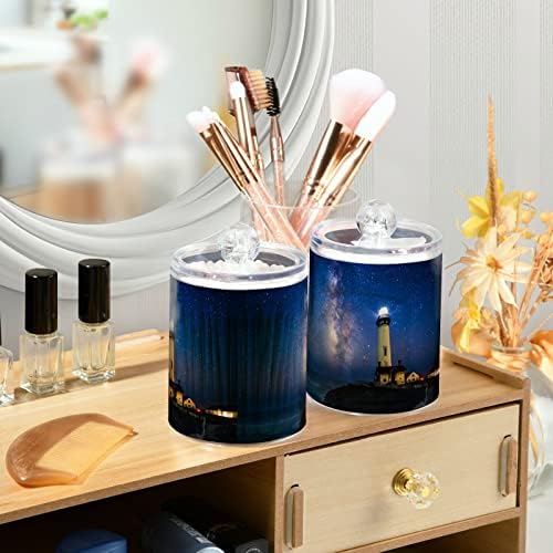 INNEWGOGO Starry Svjetionik 2 pamuk pamuk Swab Holder Organizator Raspršnica Plastična kupaonica Jars sa poklopcima FLOSS HOLDER VANITET CONTROPOP Organizator za pohranu za kosu