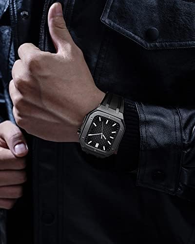 Ekins za Apple Watch Band 45mm 44mm Muškarci Žene Vojne metalne kućice Silikonski kaiš Potpuna pokrivenost Zaštitna futrola za IWatch seriju 7 / SE / 6/5 / 4