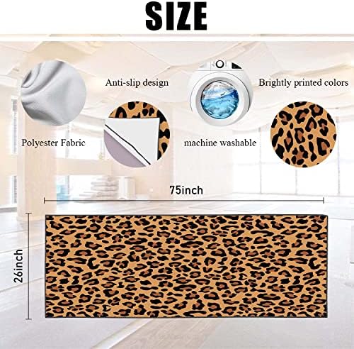 Nelični ručnik sa sidrom uglovima sidra, mat veličine, znojan upijaju, microfiber Hot Yoga ručnik za žene i muškarce, 75 L x 26 w, smeđa leopard