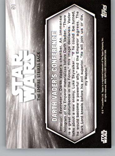 2019 TOPPS Star Wars Empire Strikes Back Crno-bijela # 51 Konferencija Darth Vader Darth Vader Trgovačka karta