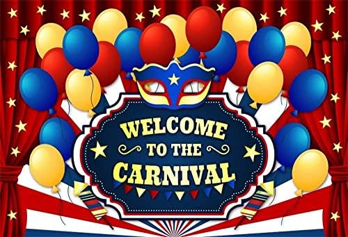 LFEEY 7x5ft šareni baloni karnevalske Pozadine za zabavu crveni šator za zavjese Cirkus dekor enterijera Masquerade maska zvijezde