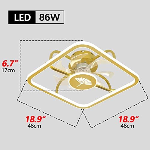 Yvamnad 18,9 inča ultra miran strop ventilator modernog LED svjetla Smart rasvjeta Svjetla za daljinsko upravljanje 3 boje temperature ventilatorske svjetiljke modni krug početnog stropnog ventilatora sa svjetlom