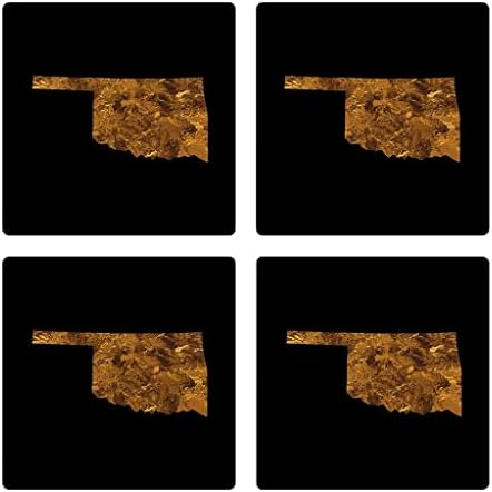 Moderni bakar Oklahoma, Joyride Početna Décor 4 Keramički podmetači, 4-inčni kvadratni podmetači, set od 4, neklizajući pluta, štiti površine, izrazi svoj stil.