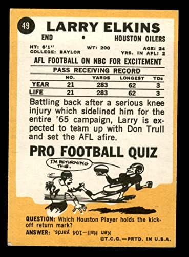 1967. topps # 49 Larry Elkins Houston Oillers Ex Oiller Baylor