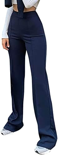 Ethia Womens Dukset plus veličina Ženske modne Ležerne radne hlače Solidne boje visoke struke Ravne hlače pantalone