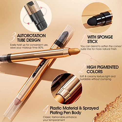 Kremasti štap za sjenilo, glitter Shimmer mat olovka za sjenilo, visoko pigmentirani štap za posvjetljivanje sjenila za oči, vodootporan & amp; dugotrajno sjenilo i olovka za oči