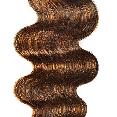 P4 / 30 Highlight Body Wave Bundle 22 Inch Neobrađeni Djevičanski Val Highlight P4 / 30 Human Hair Bundle Weave Extensions Piano Color 4/30 Tamno Smeđi Paket Za Žene