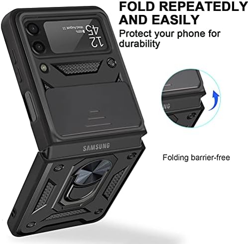 Futrola za teške uslove rada za Galaxy Z Flip 3 5G, Samsung Z Flip 3 futrola sa oklopom za postolje sa zaštitom poklopca kamere Držač prstena
