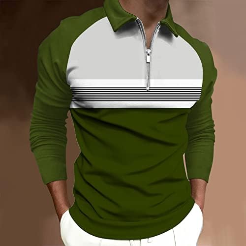 Wocachi 2022 polo majice za mens, zip up vrat dugih rukava blok blok patchwork golf vrhovi ležerne košulje mišića