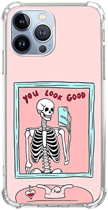 Wizeyake Hippie Skeleton Selfie Telefonska futrola Kompatibilna sa iPhone 14 Pro Max, izgledate dobro kućište u obliku uzorku za Trendy