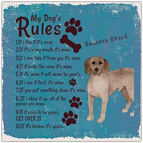 Alioyoit Funny Dog Metal Tin Sign my Dog's Rules pas Paw Prints znak sa sarkastičnim psom koji kaže Rustikalna metalna Umjetnost Retro Kućni dekor za kućne ljubimce Najbolji poklon za ljubitelja kućnih ljubimaca vlasnik kućnih ljubimaca