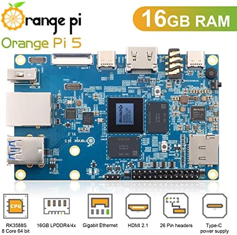 Narančasto PI 5 16GB Rockchip RK3588S 8-Core 64 bitni jednokratni putni računar, do 2,4 GHz i 8K video kodek Podrška za razvojna ploča Run Orange PI / Ubuntu / Debian / Android 12 OS