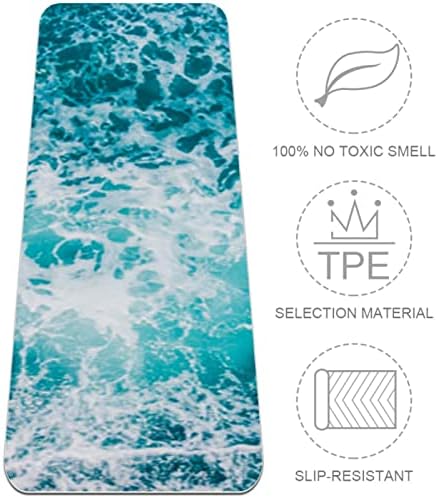 SDLKFRELI 6mm ekstra debela prostirka za jogu, prelepa površina morskog okeana vodeni talas Print Eco-Friendly TPE prostirke za vežbanje