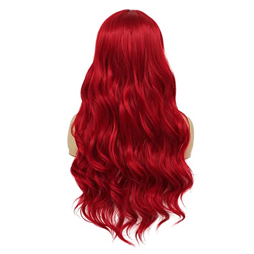 Dai Cloud Crvene perike sa šiškama za žene duge kovrčave valovite sintetičke ženske perike Cosplay dnevne Party Hair Halloween perike