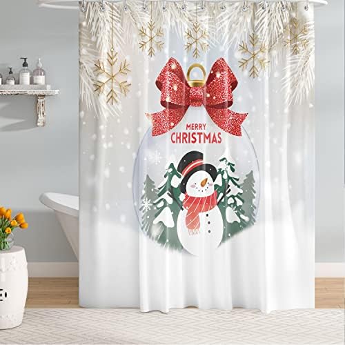 Tyakasha Merry Božićni ukrasi za zavjese za tuširanje snježno snježno snježno pahuljica vodootporna poliesterska tkanina ukras kupaonice 72 x 72 inča sa 12 kuka
