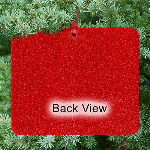 2021 Magnetic Glitter Božić Photo Frame Ornament sa zaštitom za fotografije bez odsjaja, horizontalno - Crvena, 3 pakovanja