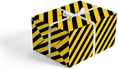 3 rolne papira za umotavanje poklona žute crne pruge za Božićne praznike Nova Godina rođendanski poklon kutija za zabavu vjenčanje