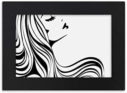 Prekrasan majstor DIY laboratorija Prekrasna duga kovrčava kosa dama Silhoueta Desktop Foto okvir Black Picture Art Painting 7x9 inča
